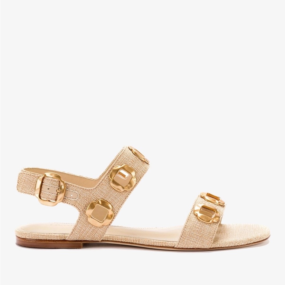 Larroude Beige Raffia Milan Sandals 8 - Picture 5 of 8